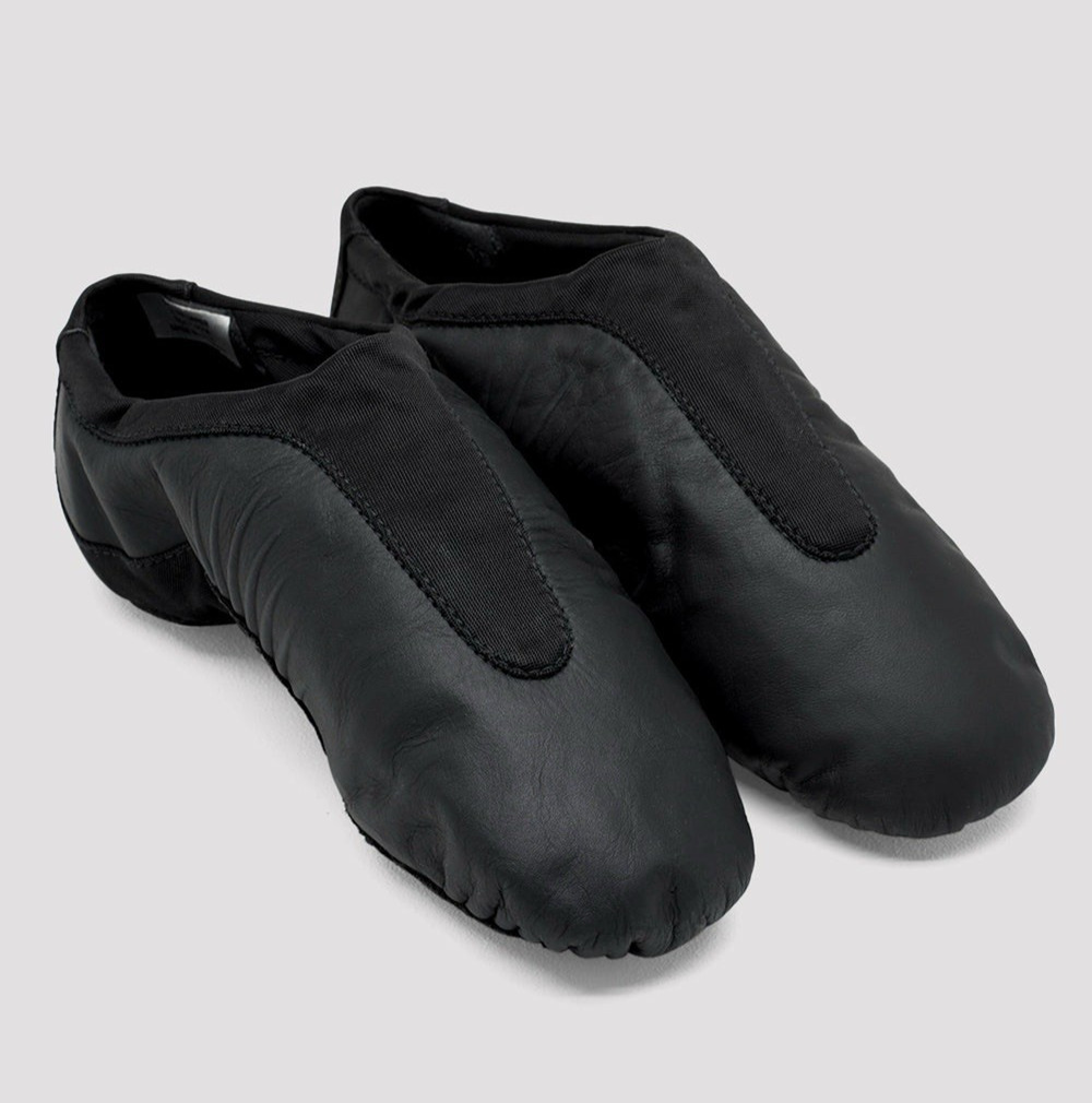 Bloch Pulse S0470G Slip-On Jazz Shoes Black Leather Child Size 12 NEW